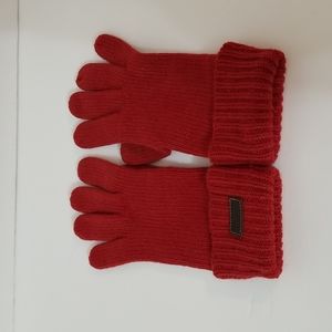 Coach Red Knit Gloves